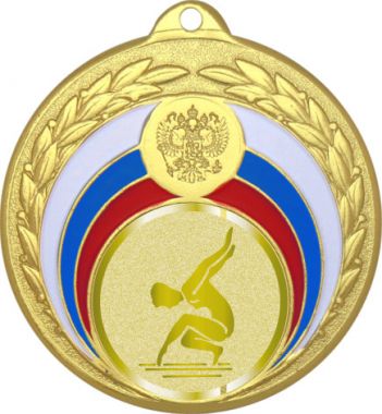 Медаль №1012-196 (Гимнастика, диаметр 50 мм (Медаль цвет золото плюс жетон для вклейки) Место для вставок: обратная сторона диаметр 45 мм)