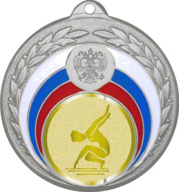 Медаль №1012-196 (Гимнастика, диаметр 50 мм (Медаль цвет серебро плюс жетон для вклейки) Место для вставок: обратная сторона диаметр 45 мм)