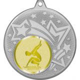Медаль №1012-27 (Гимнастика, диаметр 45 мм (Медаль цвет серебро плюс жетон для вклейки) Место для вставок: обратная сторона диаметр 39 мм)