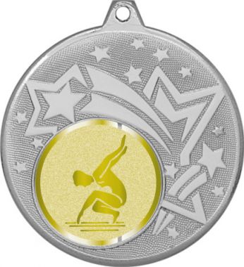 Медаль №1012-1274 (Гимнастика, диаметр 45 мм (Медаль цвет серебро плюс жетон для вклейки) Место для вставок: обратная сторона диаметр 40 мм)