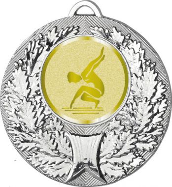 Медаль №1012-192 (Гимнастика, диаметр 50 мм (Медаль цвет серебро плюс жетон для вклейки) Место для вставок: обратная сторона диаметр 45 мм)