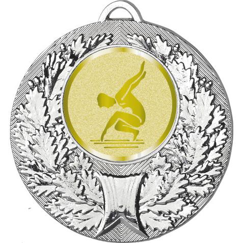 Медаль №1012-192 (Спортивная гимнастика, диаметр 50 мм (Медаль цвет серебро плюс жетон для вклейки) Место для вставок: обратная сторона диаметр 45 мм)