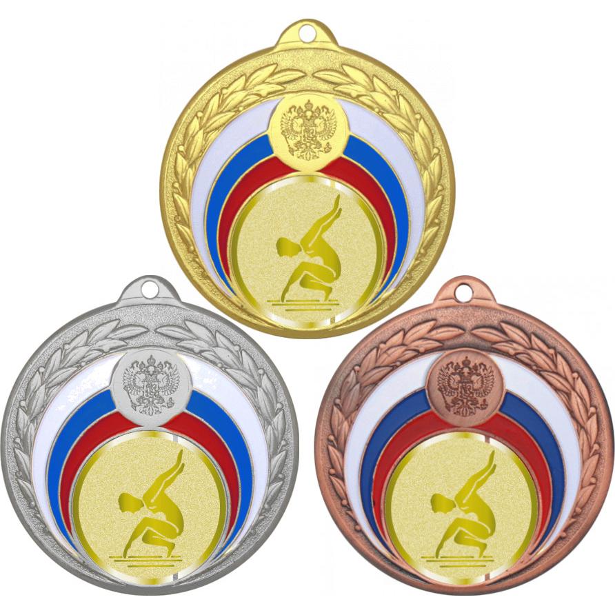 Комплект медалей №1012-196 (Художественная гимнастика, диаметр 50 мм (Три медали плюс три жетона для вклейки) Место для вставок: обратная сторона диаметр 45 мм)