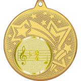 Медаль №1013-1274 (Музыка, диаметр 45 мм (Медаль цвет золото плюс жетон для вклейки) Место для вставок: обратная сторона диаметр 40 мм)