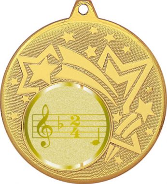 Медаль №1013-27 (Музыка, диаметр 45 мм (Медаль цвет золото плюс жетон для вклейки) Место для вставок: обратная сторона диаметр 39 мм)