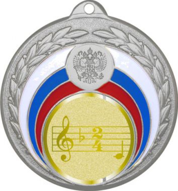 Медаль №1013-196 (Музыка, диаметр 50 мм (Медаль цвет серебро плюс жетон для вклейки) Место для вставок: обратная сторона диаметр 45 мм)