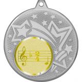 Медаль №1013-27 (Музыка, диаметр 45 мм (Медаль цвет серебро плюс жетон для вклейки) Место для вставок: обратная сторона диаметр 39 мм)