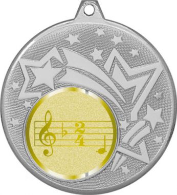 Медаль №1013-1274 (Музыка, диаметр 45 мм (Медаль цвет серебро плюс жетон для вклейки) Место для вставок: обратная сторона диаметр 40 мм)