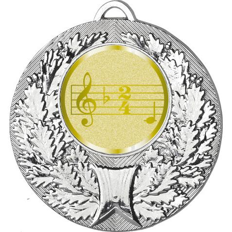 Медаль №1013-192 (Музыка, диаметр 50 мм (Медаль цвет серебро плюс жетон для вклейки) Место для вставок: обратная сторона диаметр 45 мм)