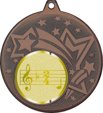 Медаль №1013-27 (Музыка, диаметр 45 мм (Медаль цвет бронза плюс жетон для вклейки) Место для вставок: обратная сторона диаметр 39 мм)
