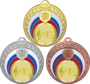 Комплект медалей №1013-196 (Музыка, диаметр 50 мм (Три медали плюс три жетона для вклейки) Место для вставок: обратная сторона диаметр 45 мм)