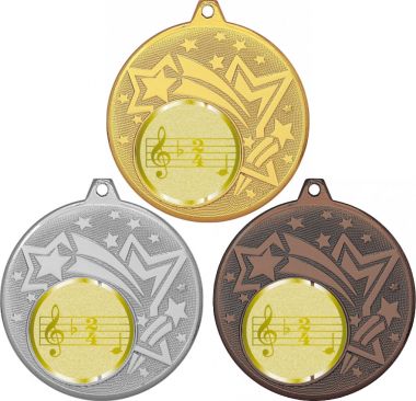 Комплект медалей №1013-27 (Музыка, диаметр 45 мм (Три медали плюс три жетона для вклейки) Место для вставок: обратная сторона диаметр 39 мм)