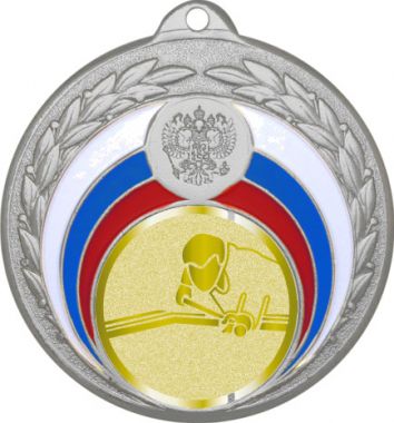Медаль №1014-196 (Бильярд, диаметр 50 мм (Медаль цвет серебро плюс жетон для вклейки) Место для вставок: обратная сторона диаметр 45 мм)