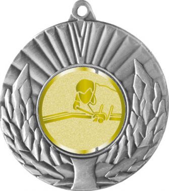 Медаль №1014-192 (Бильярд, диаметр 50 мм (Медаль цвет серебро плюс жетон для вклейки) Место для вставок: обратная сторона диаметр 45 мм)