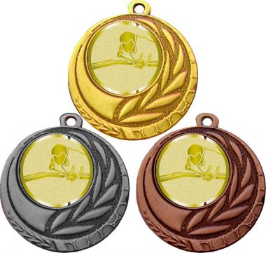 Комплект медалей №1014-1274 (Бильярд, диаметр 45 мм (Три медали плюс три жетона для вклейки) Место для вставок: обратная сторона диаметр 40 мм)