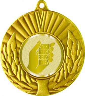 Медаль №1015-192 (Домино, диаметр 50 мм (Медаль цвет золото плюс жетон для вклейки) Место для вставок: обратная сторона диаметр 45 мм)