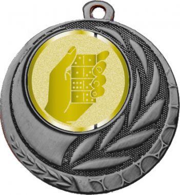 Медаль №1015-27 (Домино, диаметр 45 мм (Медаль цвет серебро плюс жетон для вклейки) Место для вставок: обратная сторона диаметр 39 мм)