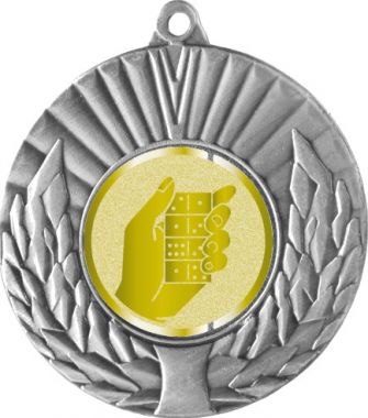 Медаль №1015-192 (Домино, диаметр 50 мм (Медаль цвет серебро плюс жетон для вклейки) Место для вставок: обратная сторона диаметр 45 мм)