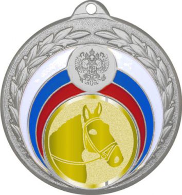 Медаль №1020-196 (Конный спорт, диаметр 50 мм (Медаль цвет серебро плюс жетон для вклейки) Место для вставок: обратная сторона диаметр 45 мм)