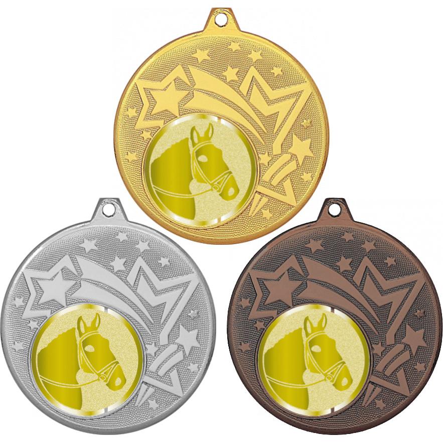 Комплект медалей №1020-1274 (Конный спорт, диаметр 45 мм (Три медали плюс три жетона для вклейки) Место для вставок: обратная сторона диаметр 40 мм)