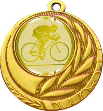 Медаль №1023-27 (Велоспорт, диаметр 45 мм (Медаль цвет золото плюс жетон для вклейки) Место для вставок: обратная сторона диаметр 39 мм)
