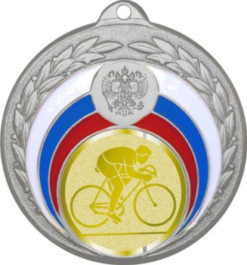 Медаль №1023-196 (Велоспорт, диаметр 50 мм (Медаль цвет серебро плюс жетон для вклейки) Место для вставок: обратная сторона диаметр 45 мм)
