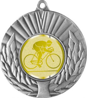 Медаль №1023-192 (Велоспорт, диаметр 50 мм (Медаль цвет серебро плюс жетон для вклейки) Место для вставок: обратная сторона диаметр 45 мм)