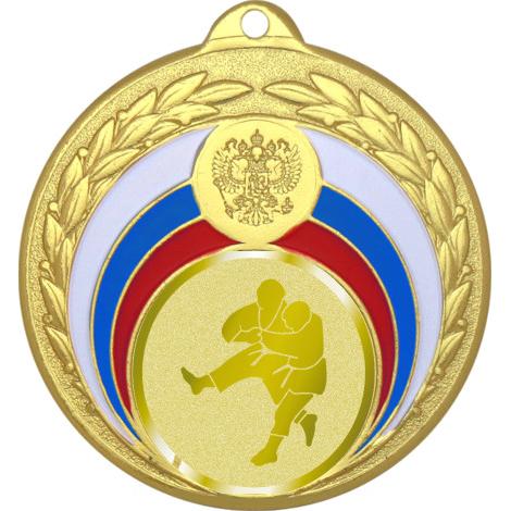 Медаль №1025-196 (Борьба, диаметр 50 мм (Медаль цвет золото плюс жетон для вклейки) Место для вставок: обратная сторона диаметр 45 мм)