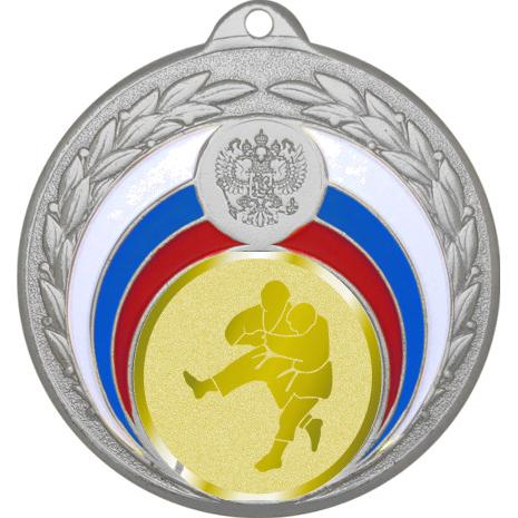 Медаль №1025-196 (Борьба, диаметр 50 мм (Медаль цвет серебро плюс жетон для вклейки) Место для вставок: обратная сторона диаметр 45 мм)