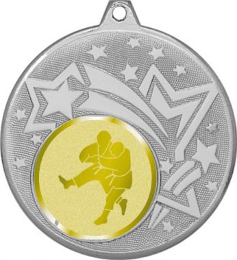 Медаль №1025-27 (Борьба, диаметр 45 мм (Медаль цвет серебро плюс жетон для вклейки) Место для вставок: обратная сторона диаметр 39 мм)