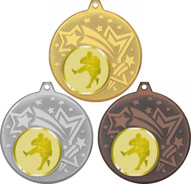 Комплект медалей №1025-1274 (Борьба, диаметр 45 мм (Три медали плюс три жетона для вклейки) Место для вставок: обратная сторона диаметр 40 мм)