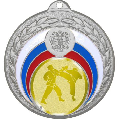 Медаль №1028-196 (Каратэ, диаметр 50 мм (Медаль цвет серебро плюс жетон для вклейки) Место для вставок: обратная сторона диаметр 45 мм)