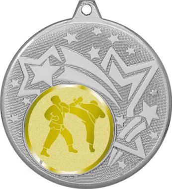 Медаль №1028-1274 (Каратэ, диаметр 45 мм (Медаль цвет серебро плюс жетон для вклейки) Место для вставок: обратная сторона диаметр 40 мм)