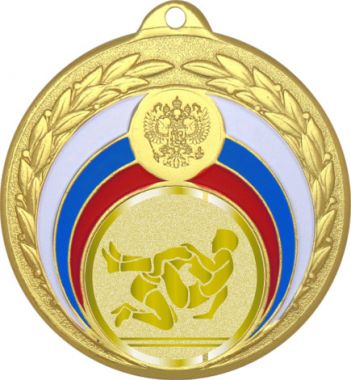 Медаль №1031-196 (Борьба, диаметр 50 мм (Медаль цвет золото плюс жетон для вклейки) Место для вставок: обратная сторона диаметр 45 мм)