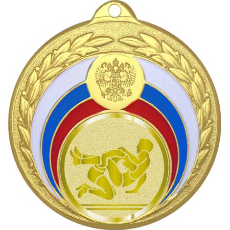 Медаль №1031-196 (Борьба, диаметр 50 мм (Медаль цвет золото плюс жетон для вклейки) Место для вставок: обратная сторона диаметр 45 мм)