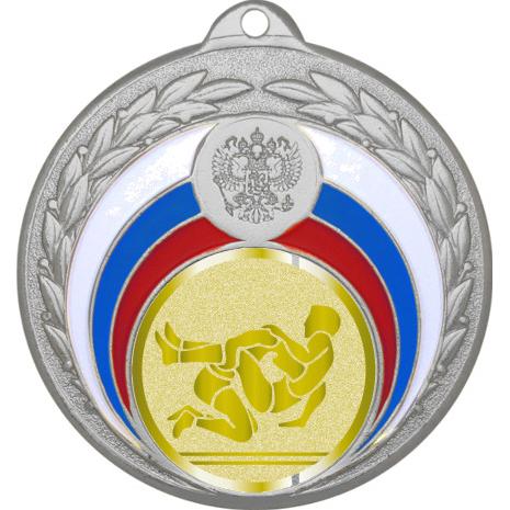 Медаль №1031-196 (Борьба, диаметр 50 мм (Медаль цвет серебро плюс жетон для вклейки) Место для вставок: обратная сторона диаметр 45 мм)