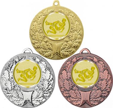 Комплект медалей №1031-192 (Борьба, диаметр 50 мм (Три медали плюс три жетона для вклейки) Место для вставок: обратная сторона диаметр 45 мм)