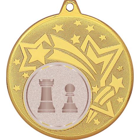 Медаль №1032-1274 (Шахматы, диаметр 45 мм (Медаль цвет золото плюс жетон для вклейки) Место для вставок: обратная сторона диаметр 40 мм)