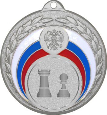 Медаль №1032-196 (Шахматы, диаметр 50 мм (Медаль цвет серебро плюс жетон для вклейки) Место для вставок: обратная сторона диаметр 45 мм)