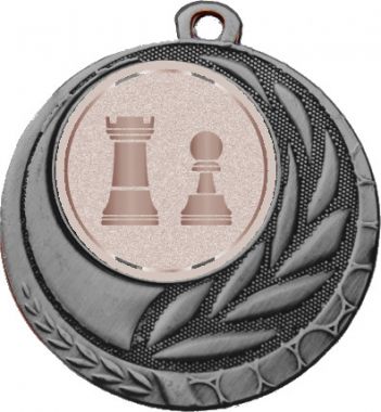 Медаль №1032-27 (Шахматы, диаметр 45 мм (Медаль цвет серебро плюс жетон для вклейки) Место для вставок: обратная сторона диаметр 39 мм)