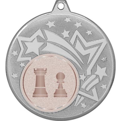 Медаль №1032-1274 (Шахматы, диаметр 45 мм (Медаль цвет серебро плюс жетон для вклейки) Место для вставок: обратная сторона диаметр 40 мм)