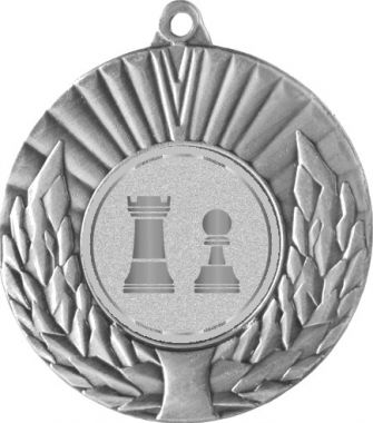 Медаль №1032-192 (Шахматы, диаметр 50 мм (Медаль цвет серебро плюс жетон для вклейки) Место для вставок: обратная сторона диаметр 45 мм)