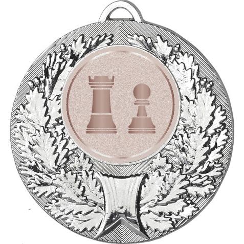 Медаль №1032-192 (Шахматы, диаметр 50 мм (Медаль цвет серебро плюс жетон для вклейки) Место для вставок: обратная сторона диаметр 45 мм)
