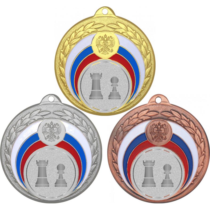 Комплект медалей №1032-196 (Шахматы, диаметр 50 мм (Три медали плюс три жетона для вклейки) Место для вставок: обратная сторона диаметр 45 мм)