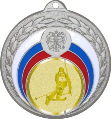 Медаль №1035-196 (Лыжный спорт, диаметр 50 мм (Медаль цвет серебро плюс жетон для вклейки) Место для вставок: обратная сторона диаметр 45 мм)