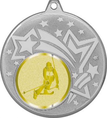 Медаль №1035-27 (Лыжный спорт, диаметр 45 мм (Медаль цвет серебро плюс жетон для вклейки) Место для вставок: обратная сторона диаметр 39 мм)