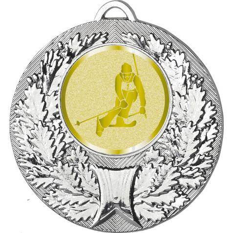 Медаль №1035-192 (Лыжный спорт, диаметр 50 мм (Медаль цвет серебро плюс жетон для вклейки) Место для вставок: обратная сторона диаметр 45 мм)