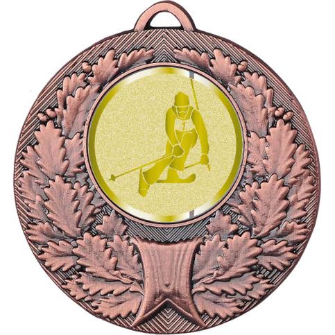 Медаль №1035-192 (Горные лыжи, диаметр 50 мм (Медаль цвет бронза плюс жетон для вклейки) Место для вставок: обратная сторона диаметр 45 мм)