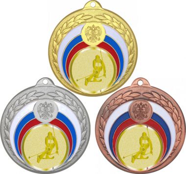 Комплект медалей №1035-196 (Лыжный спорт, диаметр 50 мм (Три медали плюс три жетона для вклейки) Место для вставок: обратная сторона диаметр 45 мм)