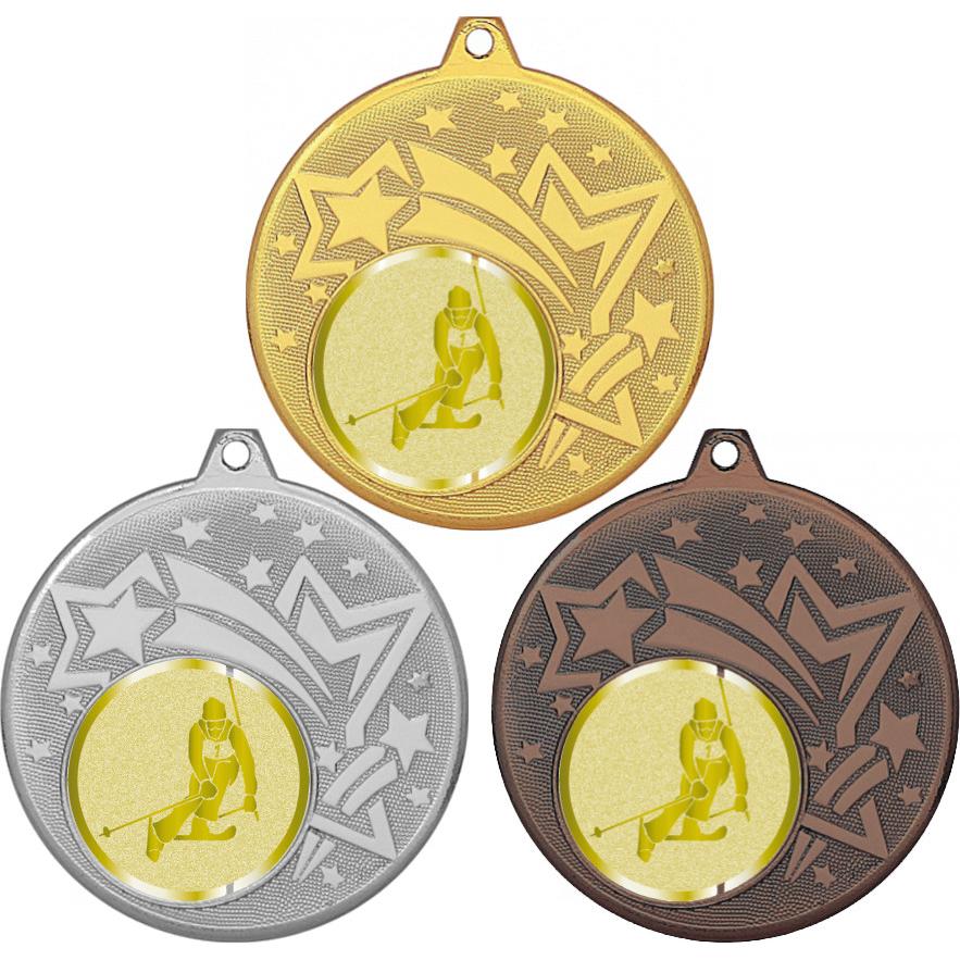 Комплект медалей №1035-1274 (Лыжный спорт, диаметр 45 мм (Три медали плюс три жетона для вклейки) Место для вставок: обратная сторона диаметр 40 мм)